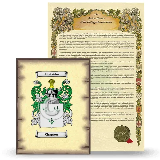 Chappes Coat of Arms and Surname History Package