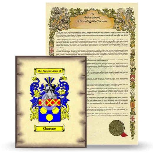 Charone Coat of Arms and Surname History Package