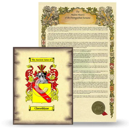 Cheseldyne Coat of Arms and Surname History Package