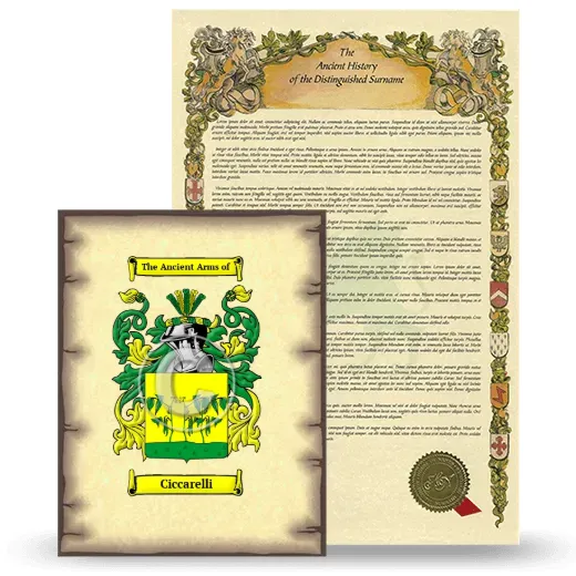 Ciccarelli Coat of Arms and Surname History Package