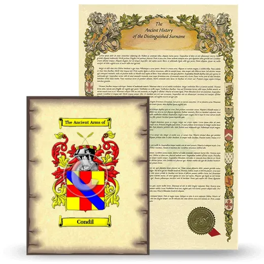 Condil Coat of Arms and Surname History Package