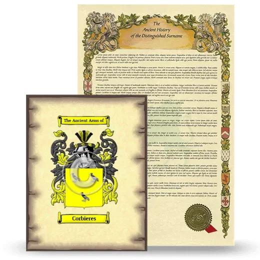 Corbieres Coat of Arms and Surname History Package