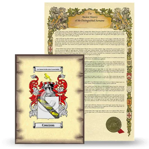 Courzon Coat of Arms and Surname History Package