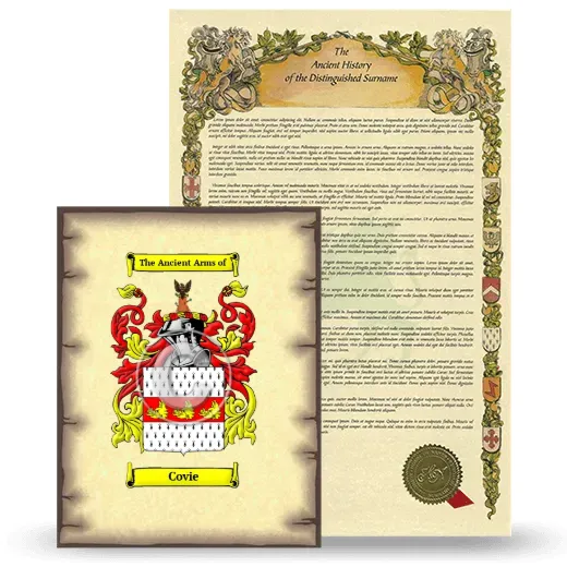 Covie Coat of Arms and Surname History Package
