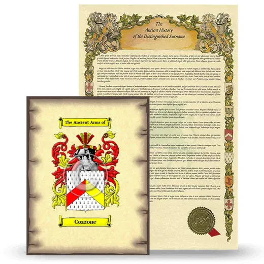 Cozzone Coat of Arms and Surname History Package