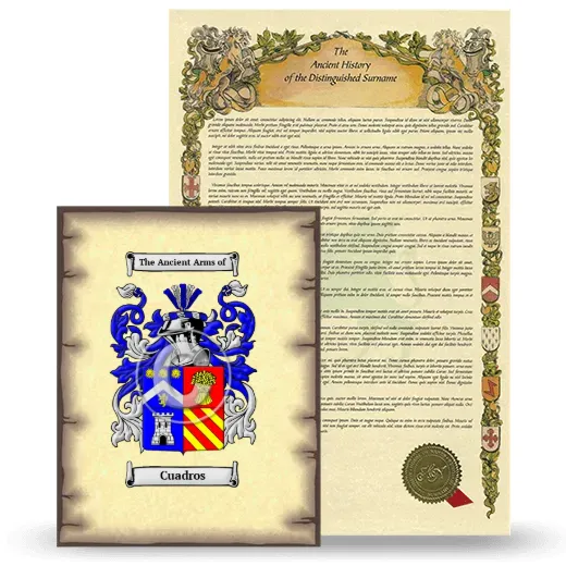 Cuadros Coat of Arms and Surname History Package