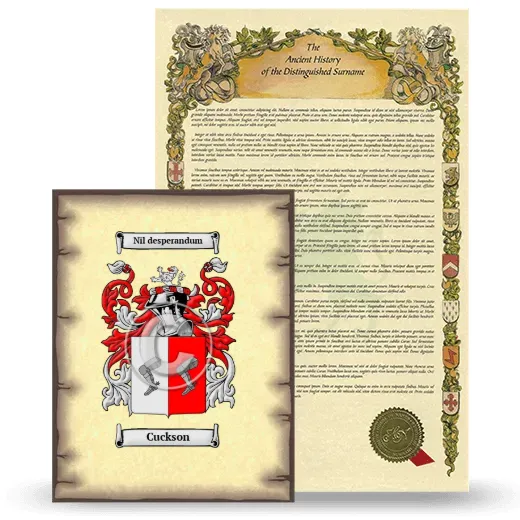 Cuckson Coat of Arms and Surname History Package