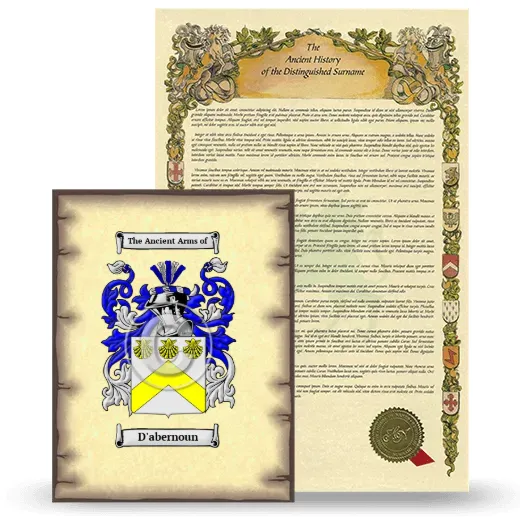D'abernoun Coat of Arms and Surname History Package