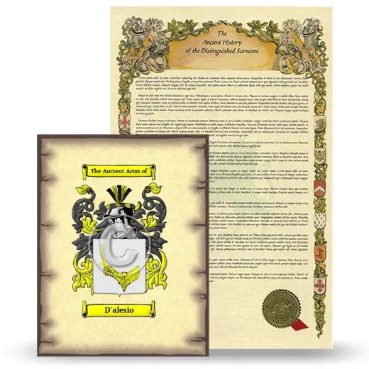 D'alesio Coat of Arms and Surname History Package