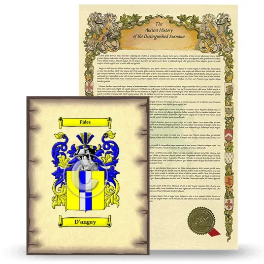 D'angay Coat of Arms and Surname History Package