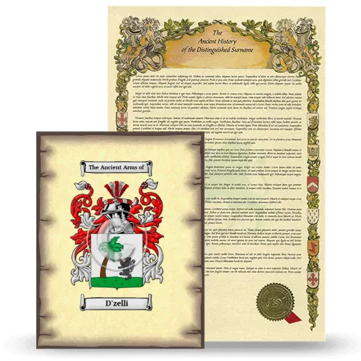 D'zelli Coat of Arms and Surname History Package