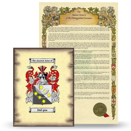 Dal-pra Coat of Arms and Surname History Package