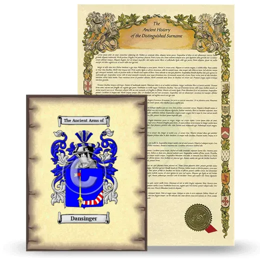 Dansinger Coat of Arms and Surname History Package