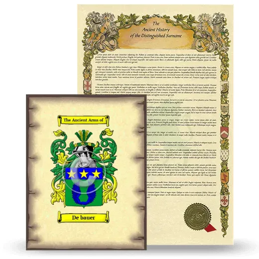 De bauer Coat of Arms and Surname History Package