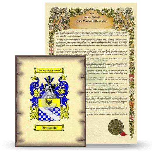 De mattia Coat of Arms and Surname History Package