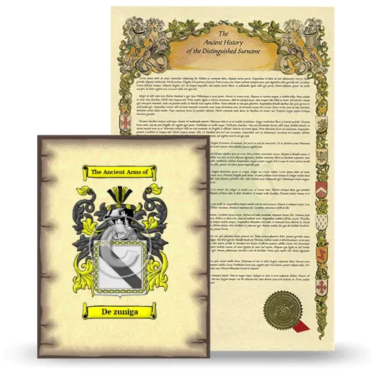 De zuniga Coat of Arms and Surname History Package