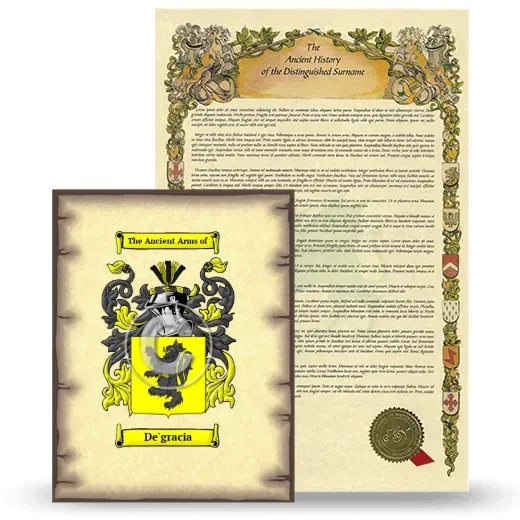 De'gracia Coat of Arms and Surname History Package