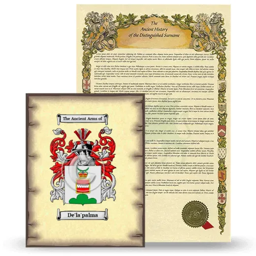 De'la'palma Coat of Arms and Surname History Package
