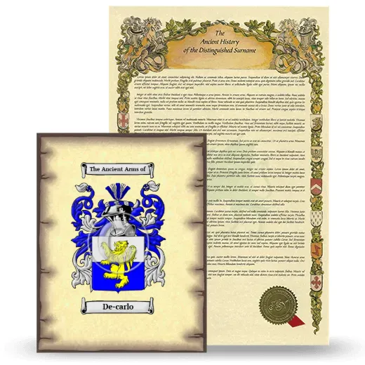 De-carlo Coat of Arms and Surname History Package
