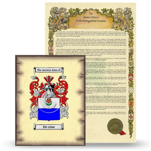 De-rosa Coat of Arms and Surname History Package