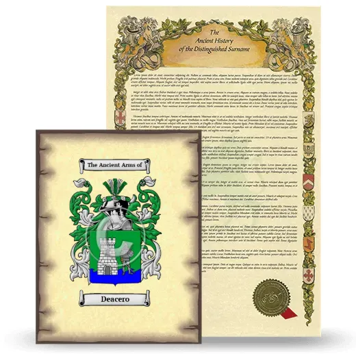Deacero Coat of Arms and Surname History Package