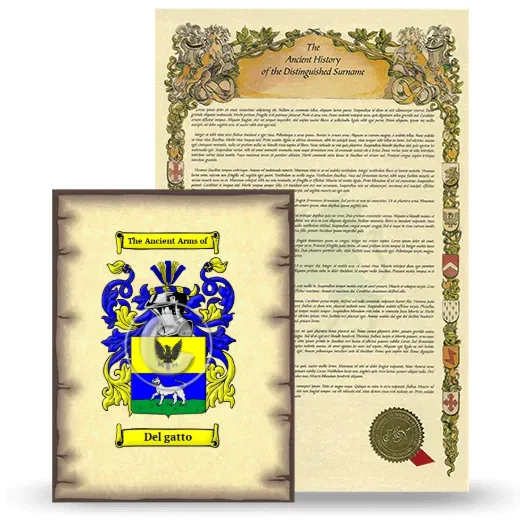 Del gatto Coat of Arms and Surname History Package