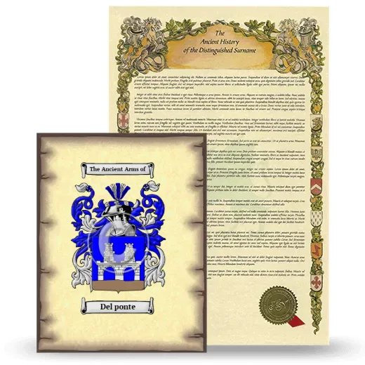 Del ponte Coat of Arms and Surname History Package
