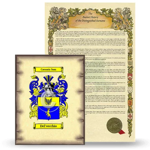 Del'vecchio Coat of Arms and Surname History Package