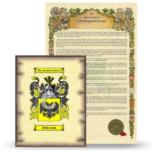 Dela rosa Coat of Arms and Surname History Package