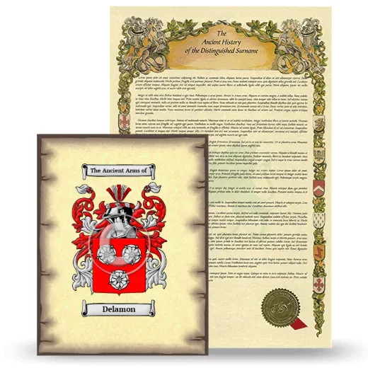 Delamon Coat of Arms and Surname History Package