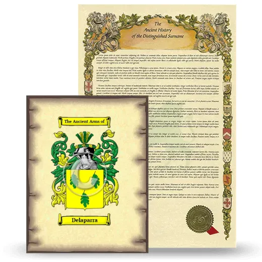 Delaparra Coat of Arms and Surname History Package