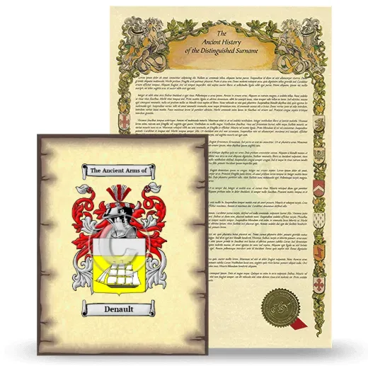 Denault Coat of Arms and Surname History Package