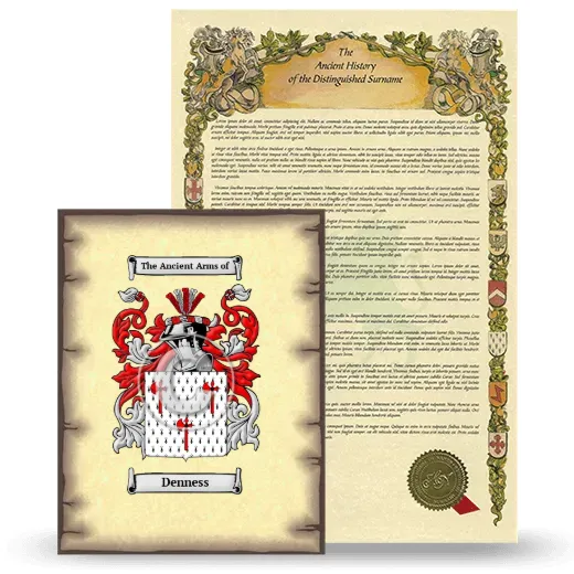Denness Coat of Arms and Surname History Package