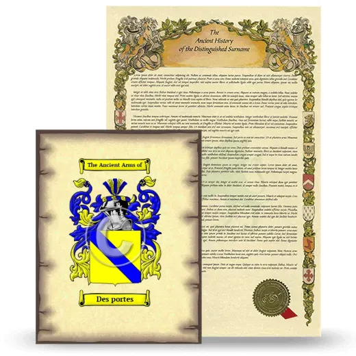 Des portes Coat of Arms and Surname History Package