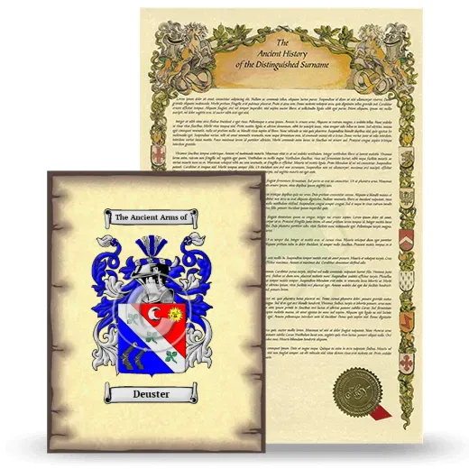 Deuster Coat of Arms and Surname History Package