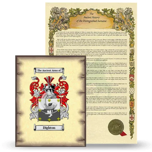 Dighton Coat of Arms and Surname History Package