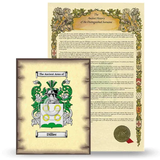 Dillier Coat of Arms and Surname History Package