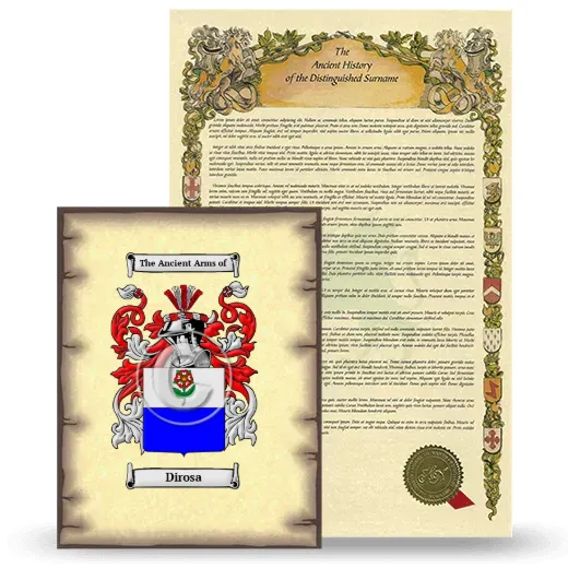 Dirosa Coat of Arms and Surname History Package