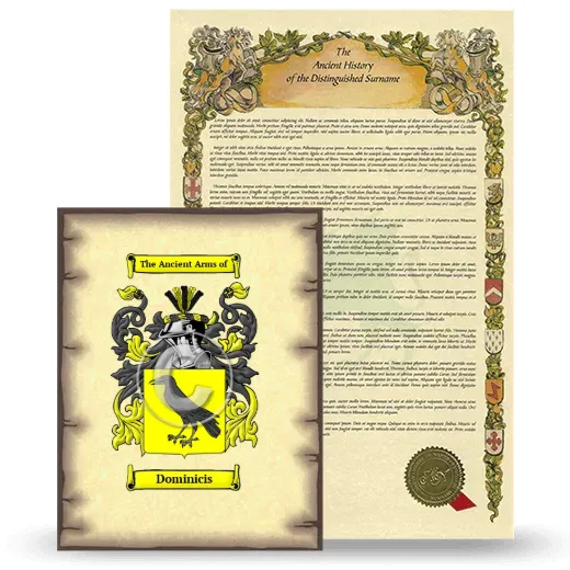 Dominicis Coat of Arms and Surname History Package