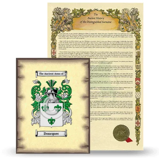 Doncquer Coat of Arms and Surname History Package