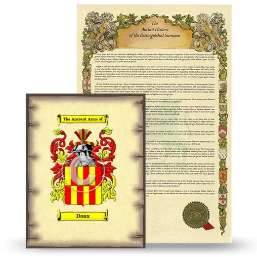 Doux Coat of Arms and Surname History Package