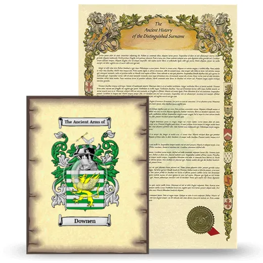 Downen Coat of Arms and Surname History Package
