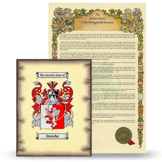 Dresche Coat of Arms and Surname History Package