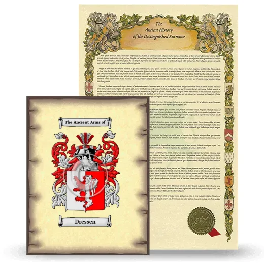 Dressen Coat of Arms and Surname History Package