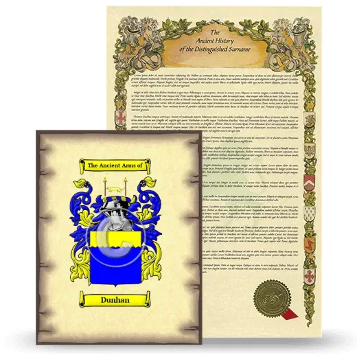 Dunhan Coat of Arms and Surname History Package
