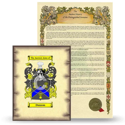 Dunson Coat of Arms and Surname History Package