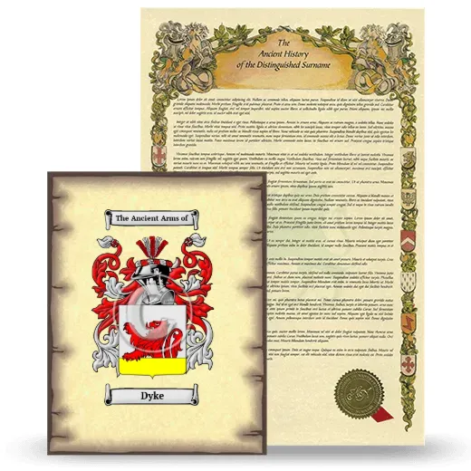 Dyke Coat of Arms and Surname History Package