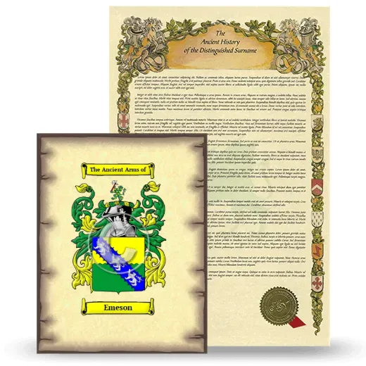 Emeson Coat of Arms and Surname History Package
