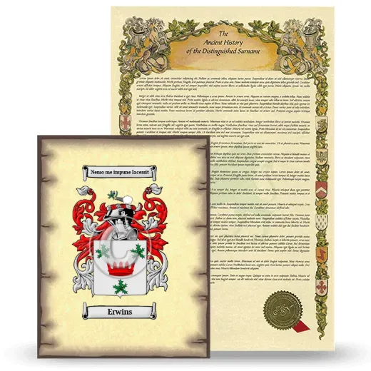 Erwins Coat of Arms and Surname History Package
