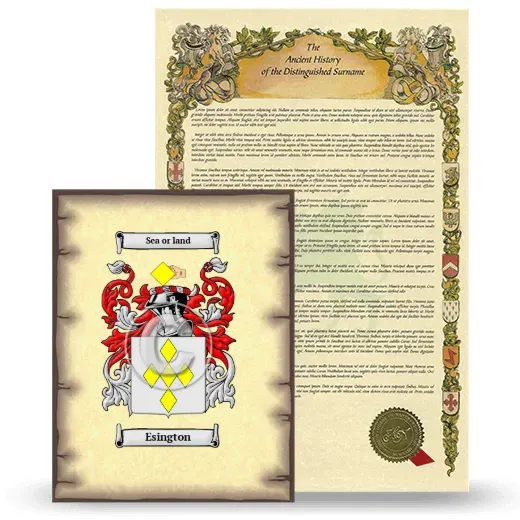 Esington Coat of Arms and Surname History Package